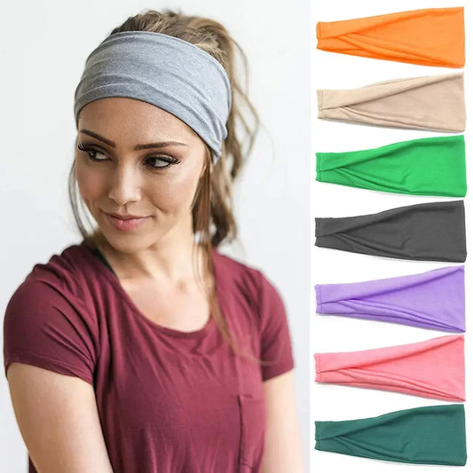 Wide Twist Knot Cotton Turban Headband – Sport & Casual Hair Wrap for Women