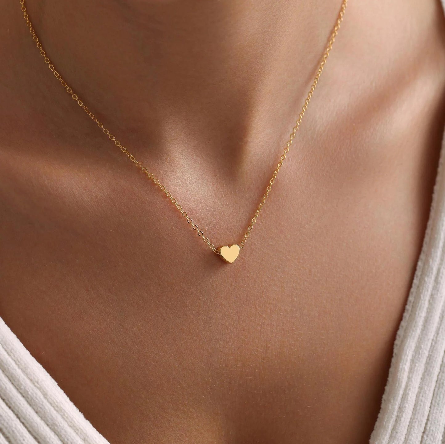 Heart Pendant Necklace – Stainless Steel Clavicle Choker for Women & Girls