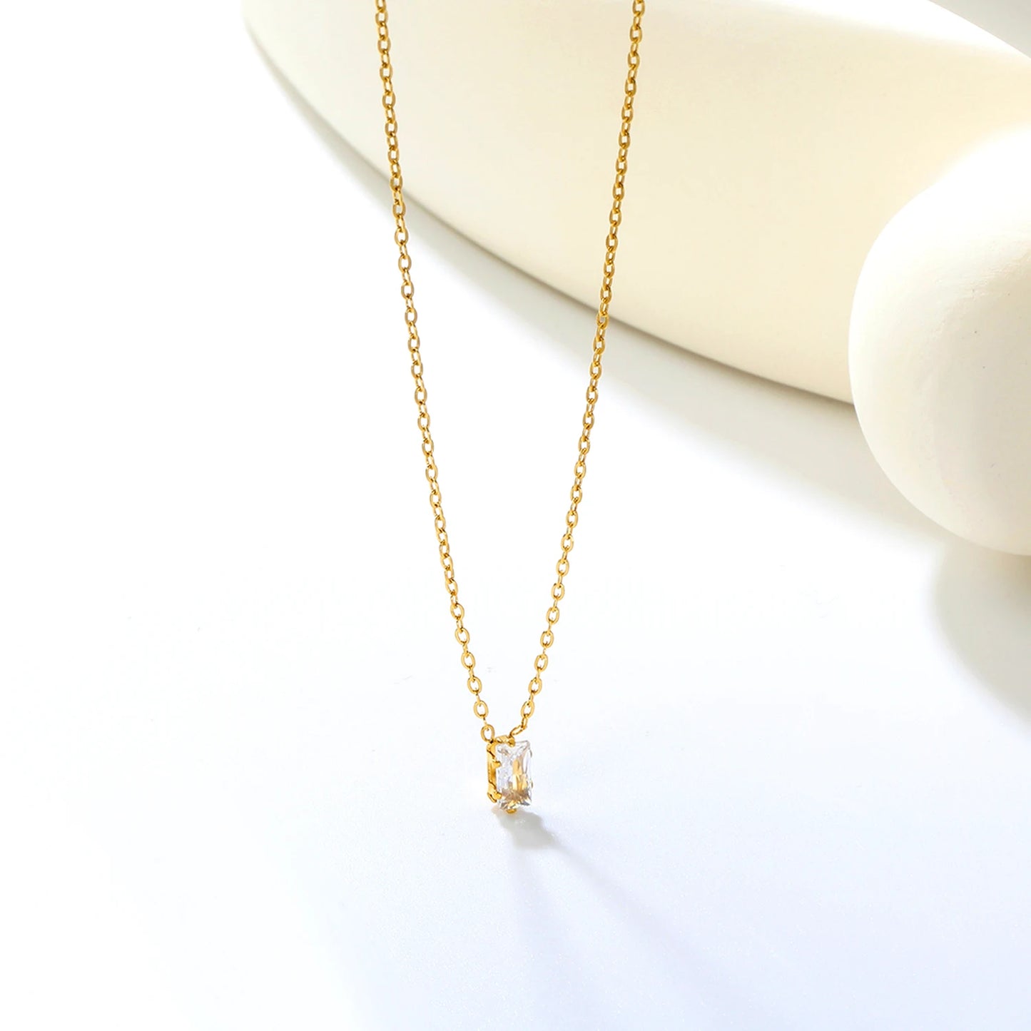 Colorful Rhinestone Chain Necklace – Multicolor Zirconia 18K Gold-Plated Stainless Steel Sweater Necklace for Women