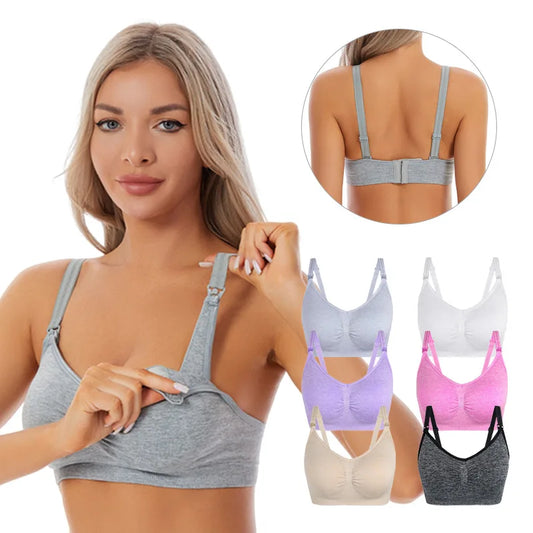 Cotton Maternity Nursing Bra – Wire-Free Seamless Breastfeeding Bra