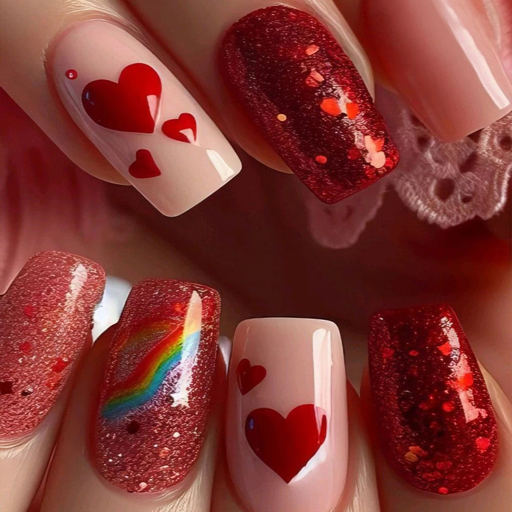 Short Ballerina Press-On Nails – Ombre Gradient Designs, 24 Pieces