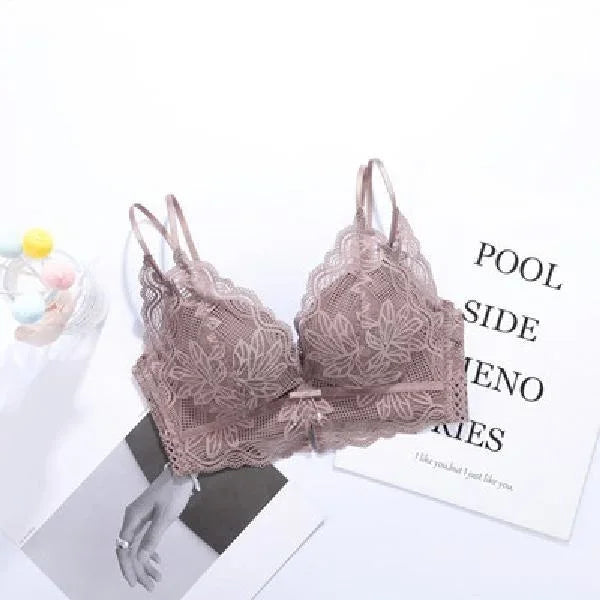 Women's Deep V Sexy Push Up Bra for Small Flat Chest | Ultra-Thick 3D Cup Lingerie with Gathered Back | Wire-Free Beaded Bra Set (32–38 / 70–85 AB)