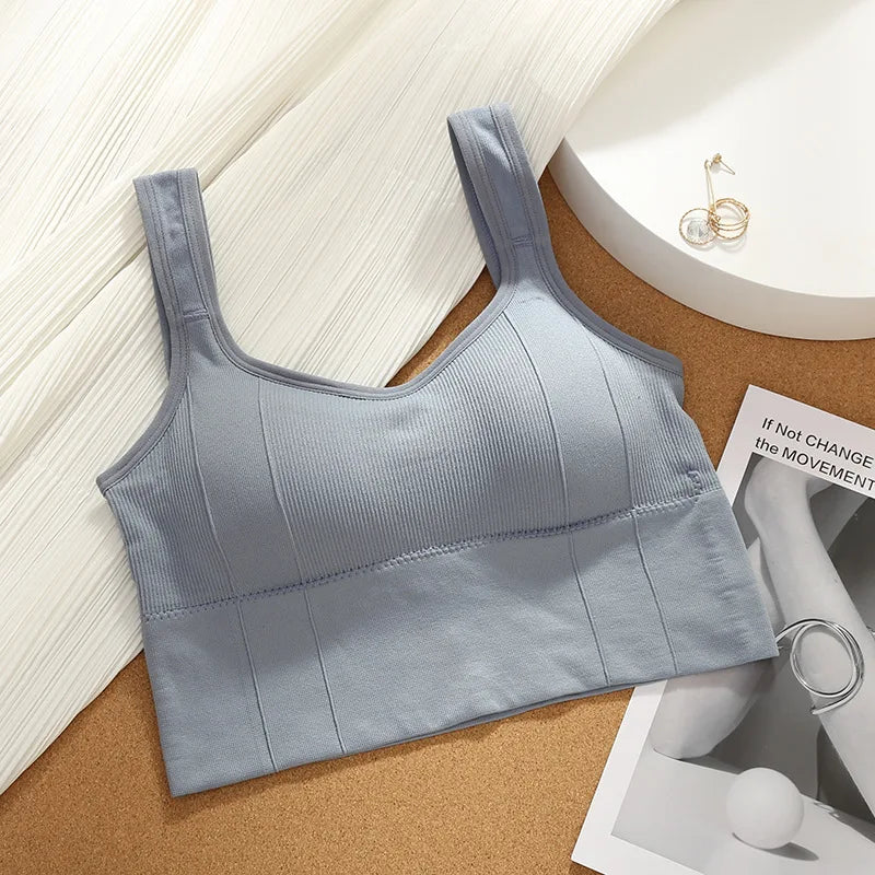 Women's Letter Print Bandeau Sports Bra – Wire-Free Padded Top | Gym Yoga Sleep