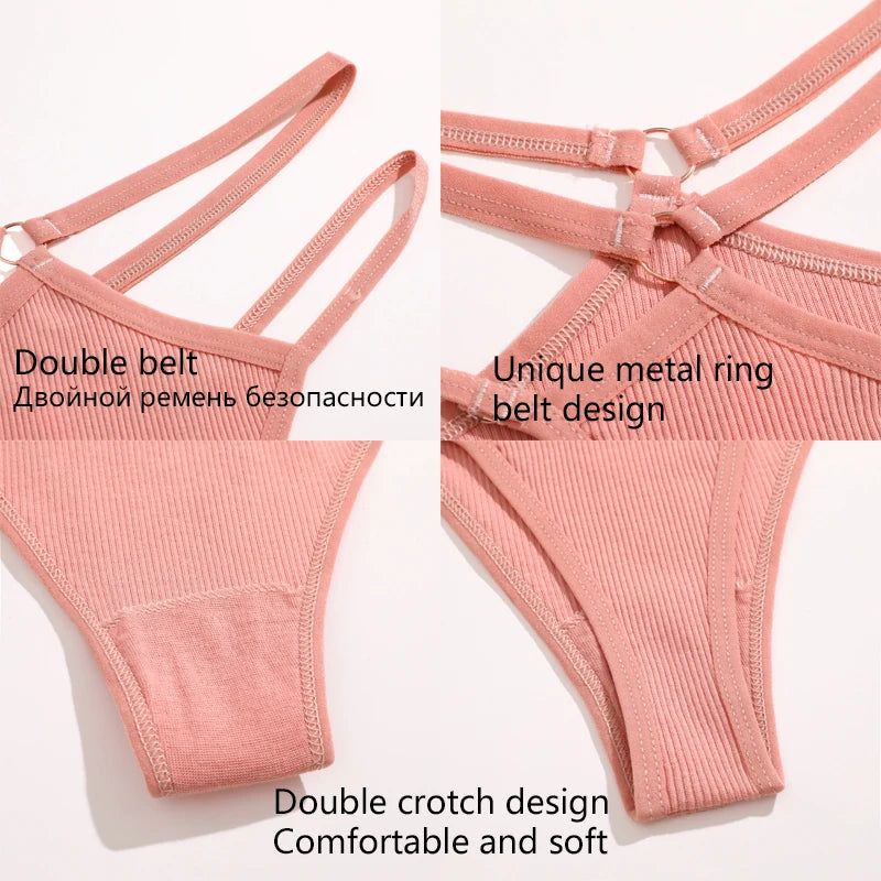 Double Strap Ring Detail Thong — Low-Rise Seamless G-String