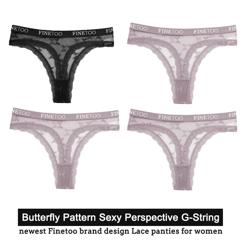 Women's Floral Lace G-String Thongs – 4-Piece Set | Butterfly T-Back Sexy Underwear (S–XL)