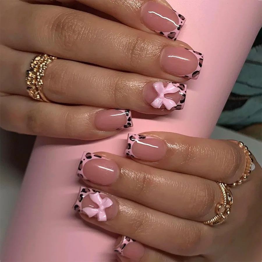 Short Ballerina Press-On Nails – Ombre Gradient Designs, 24 Pieces