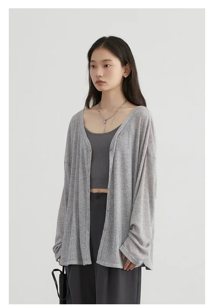 Lightweight V-Neck Button Cardigan — Sun Protection Knit | Women's Tops