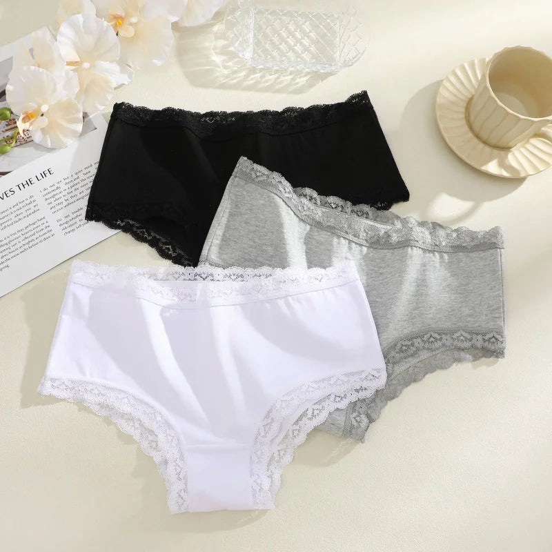 3-Pack Seamless Cotton Brief Panties – Breathable Low-Rise Underwear for Women (S–2XL, 8 Color Sets)