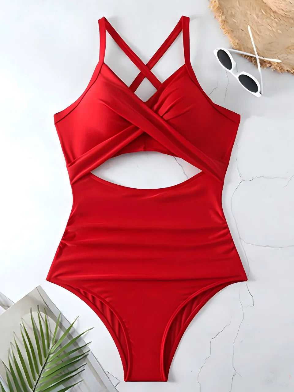 Ruched One-Piece Swimsuit for Women – Solid Color Bodysuit | Adjustable Straps | S–XXL