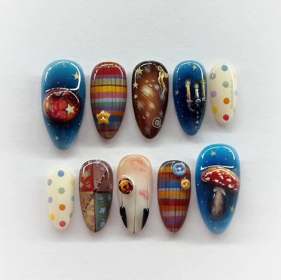 French Almond Press-On Nails – Leopard Print & 3D Bow Designs, 24 Pieces