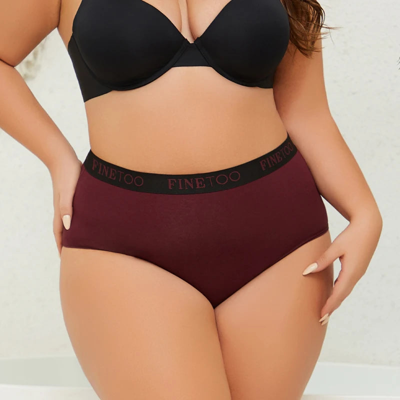 FINETOO 4Pcs Cotton High Waist Seamless Underwear Women's Breathable Elastic Belts Panties Plus Size Comfortable Lingerie S-XXL