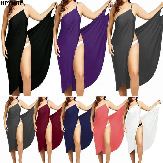Women's Halter Neck Dress – Sleeveless Solid Color Midi