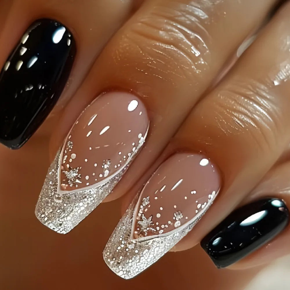 Short Ballerina Press-On Nails – Ombre Gradient Designs, 24 Pieces