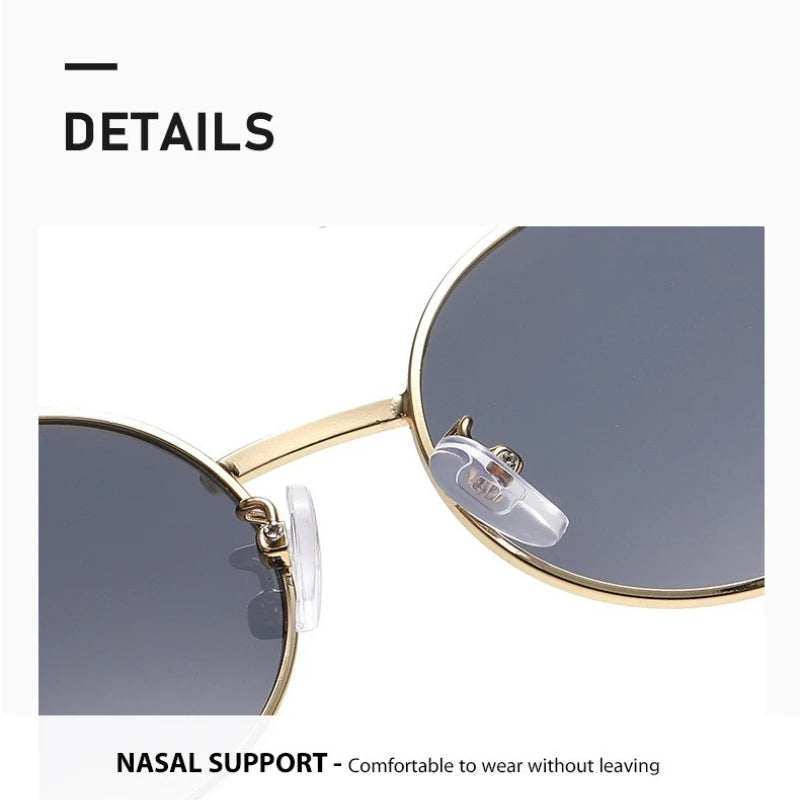 Retro Small Oval Metal Sunglasses | Gold & Black | Myopia Options