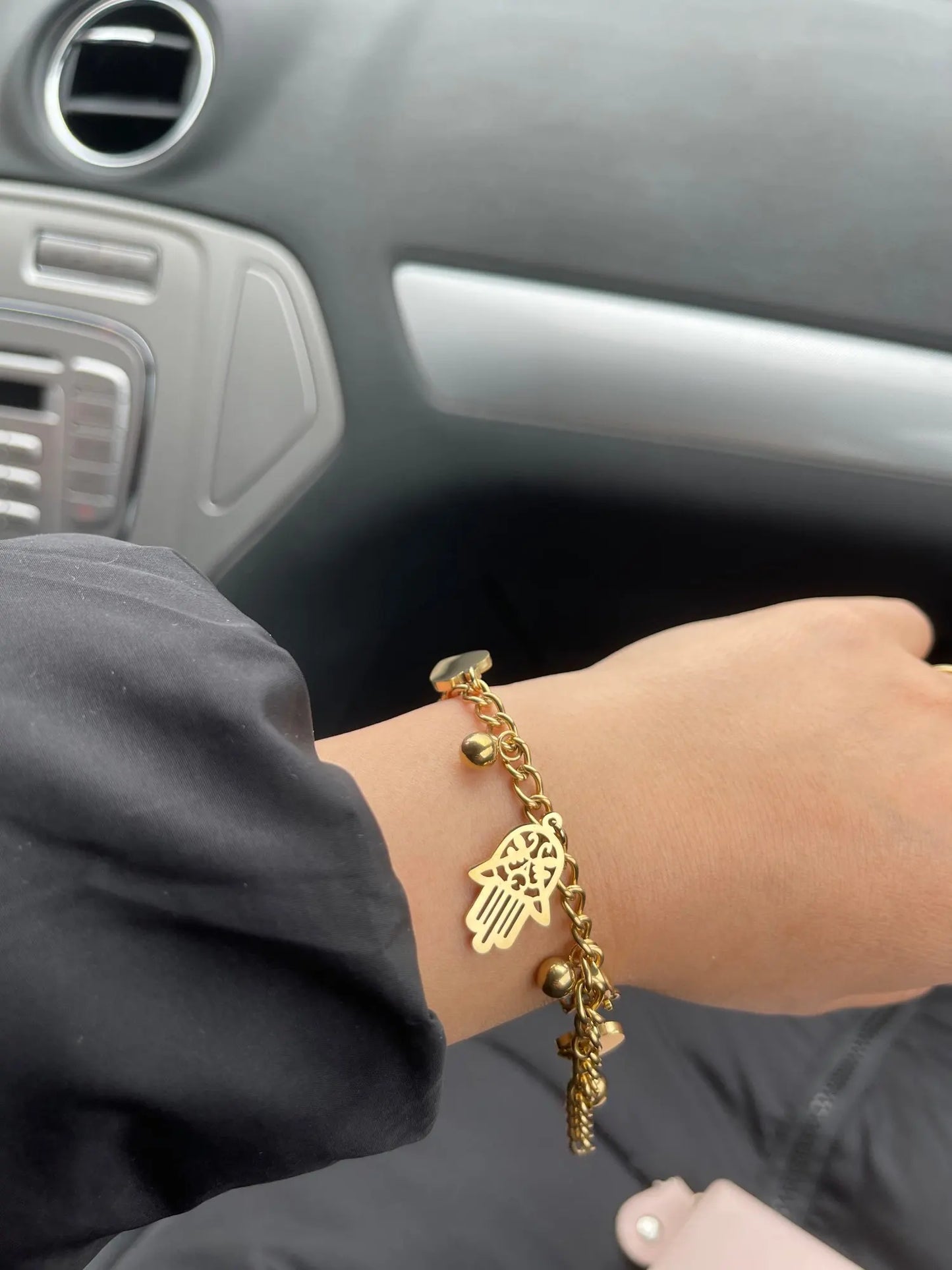 Evil Eye Bracelet – 18K Gold-Plated Stainless Steel Boho Charm Bracelet for Women