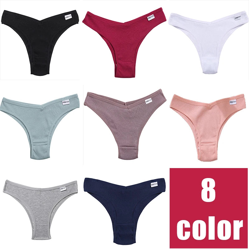 4-Pack Cotton Brazilian Panties – Low-Rise Solid Color Underwear for Women (M–XL, 14 Color Sets)