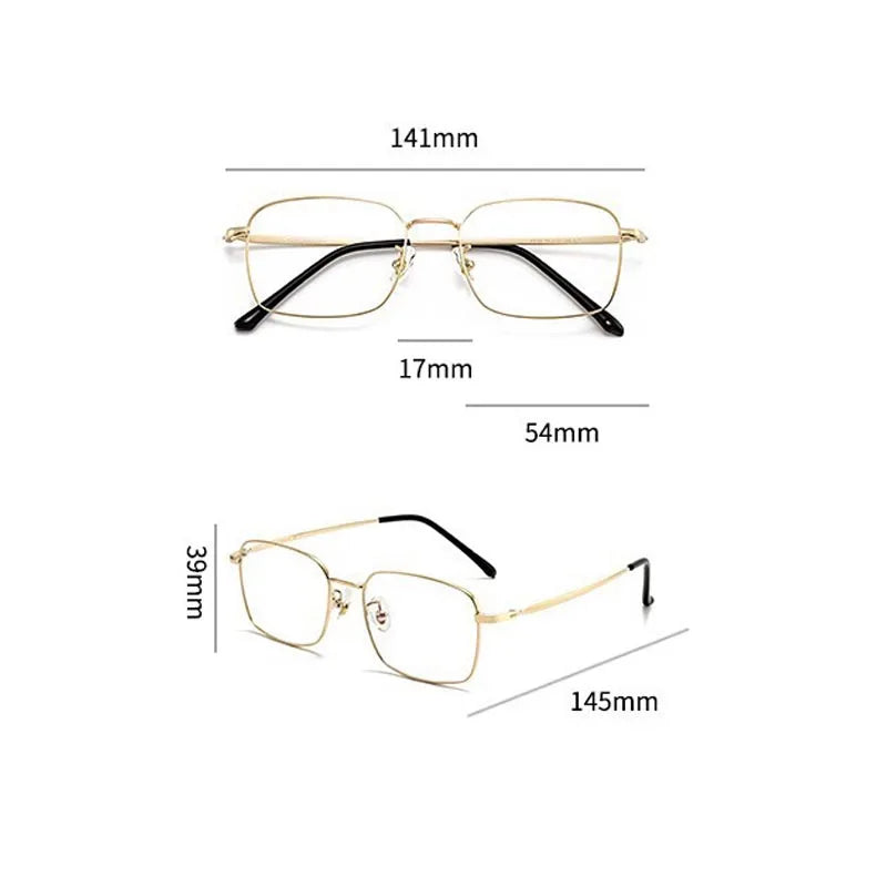 Square Metal Myopia Glasses | -0.50 to -6.00 Lens Options