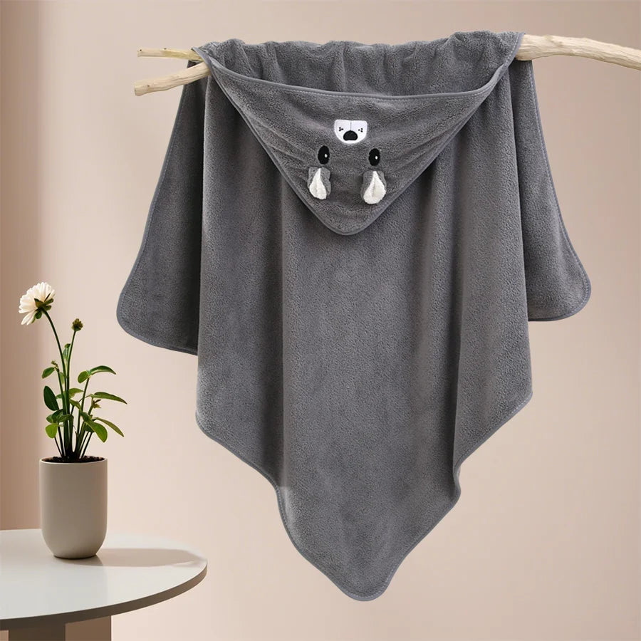 Cute Animal Baby Bath Towel – Soft, Absorbent Hooded Wrap for Newborns & Toddlers (80x80cm)