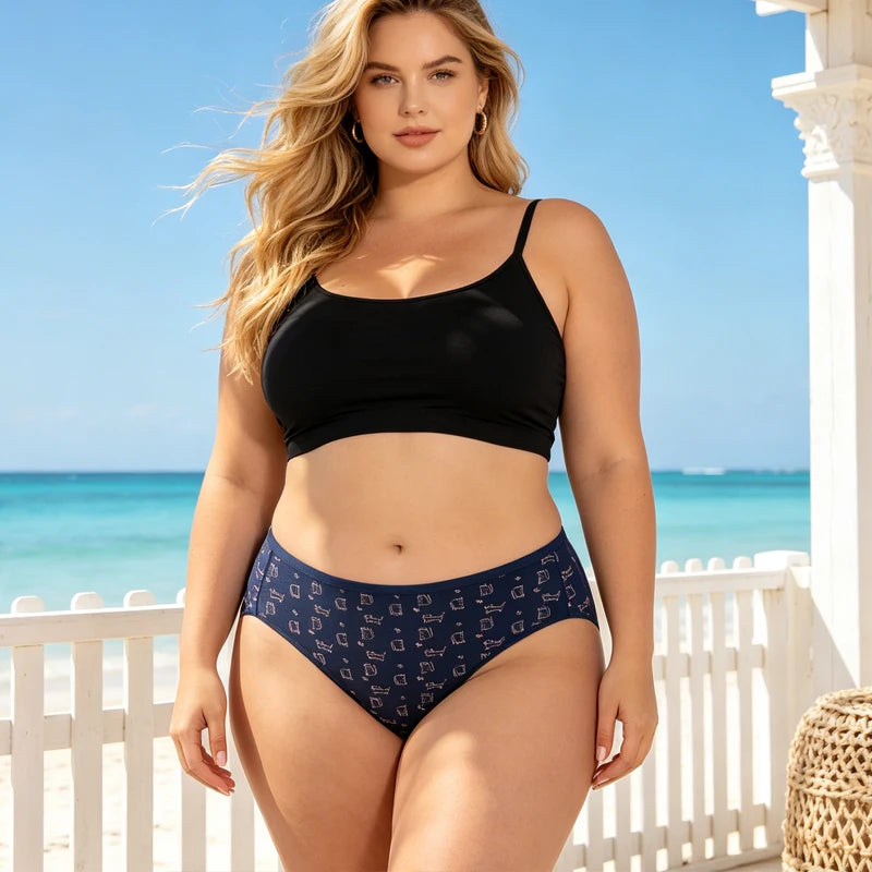3-Pack Cotton High Waist Briefs — Plus Size XL–4XL Breathable Panties