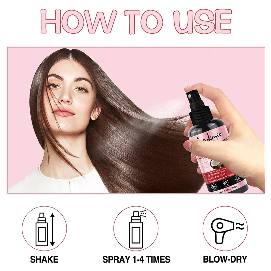 Lockmio Heat Protectant Spray for Hair – UV & Thermal Protection, Moisturizing & Shine Boost (100ml)