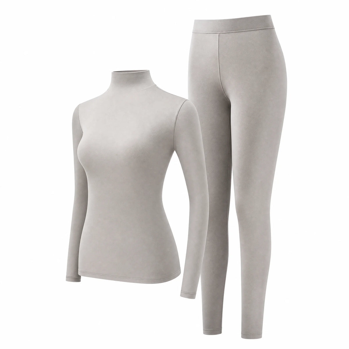 High-Collar Seamless Thermal Set – Long-Sleeve Warm Base Layer for Women, High-Rise (L–XL, 4 Color Sets)