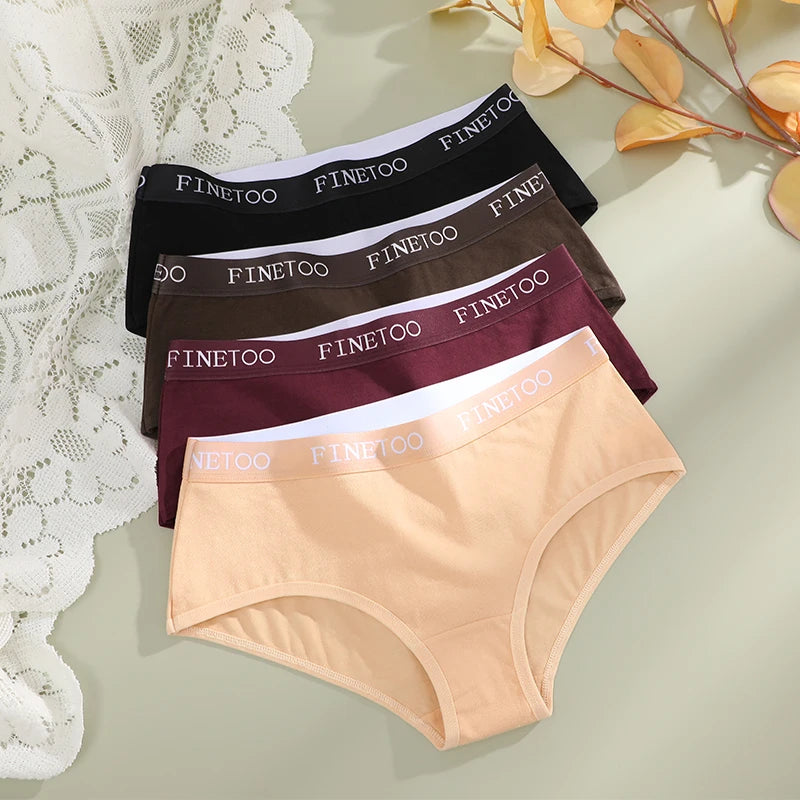 FINETOO 4Pcs/Set Sexy Hip Lifting Triangle Pants Pure Cotton Triangle Pants Low Waist Underwear FINETOO Brand Underwear 8 Colors