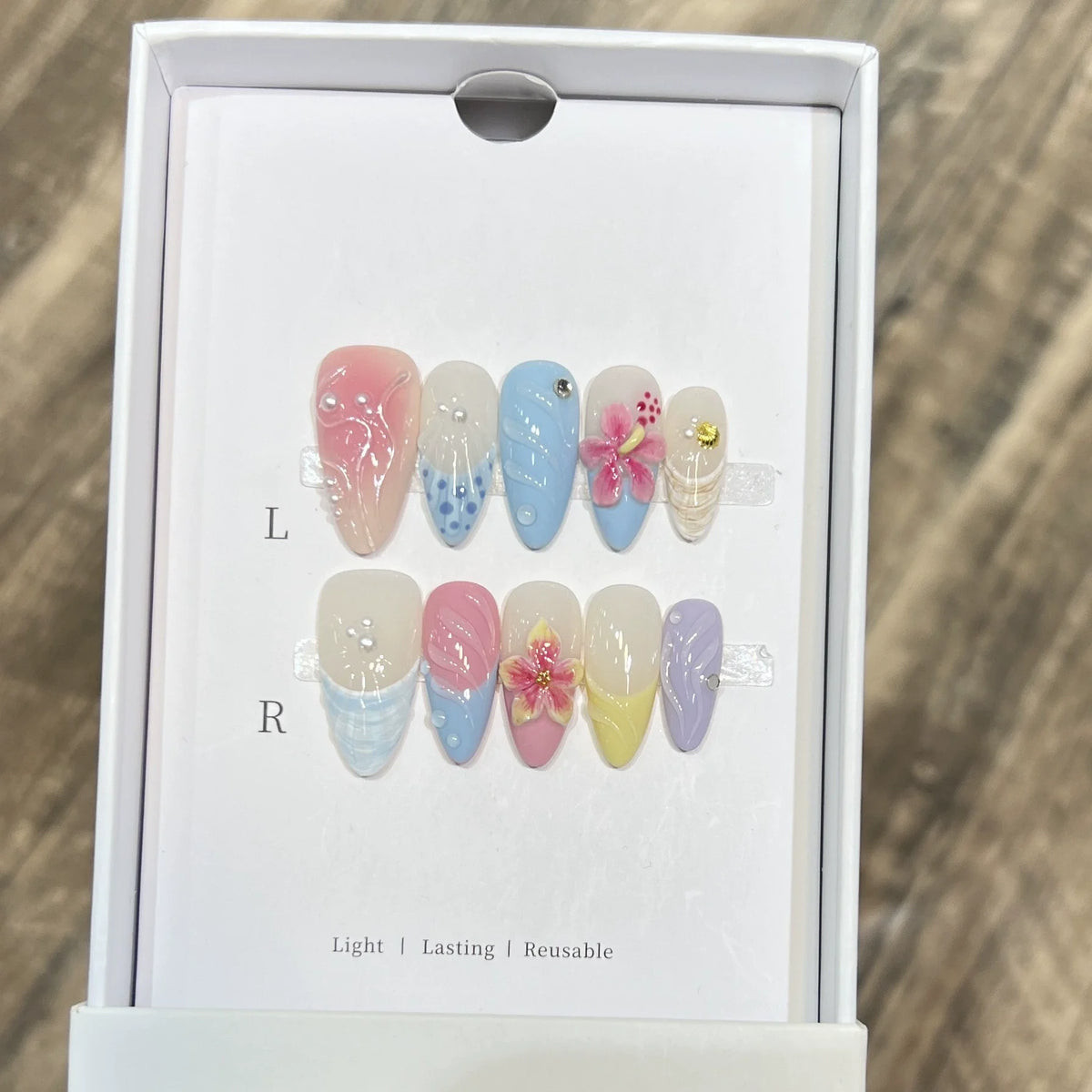 Summer Fruit Press-On Nails – Handmade 3D French Almond 10-Piece Kit
