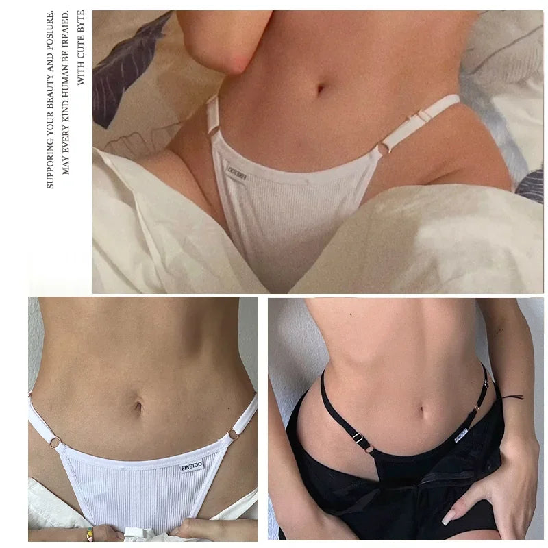 5-Pack Seamless Cotton G-String Panties – Adjustable Waist Low-Rise Underwear for Women (S–XL, 8 Color Sets)