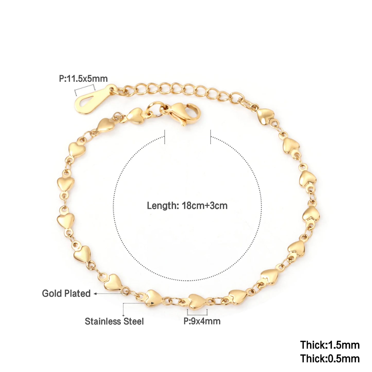 Evil Eye Bracelet – 18K Gold-Plated Stainless Steel Boho Charm Bracelet for Women