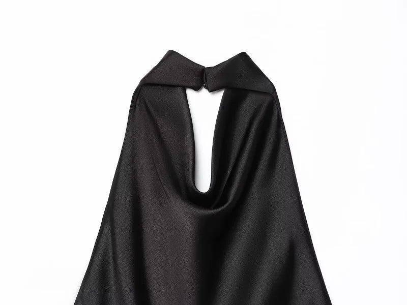 Satin Halter Cowl-Neck Backless Top — Women's Camisole