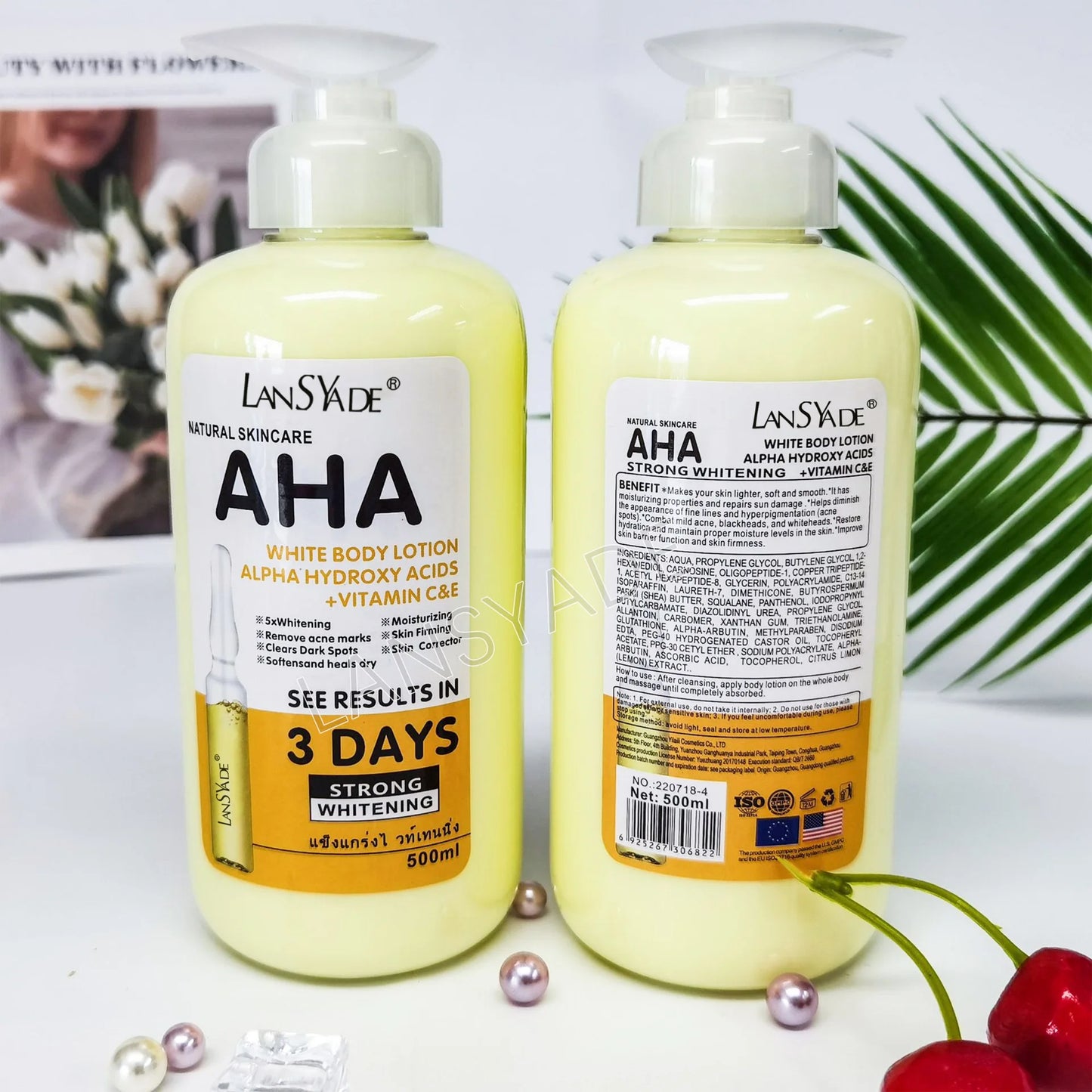 AHA + Vitamin C & E Whitening Body Lotion – Brightening, Exfoliating & Anti-Aging Body Cream (500ml)