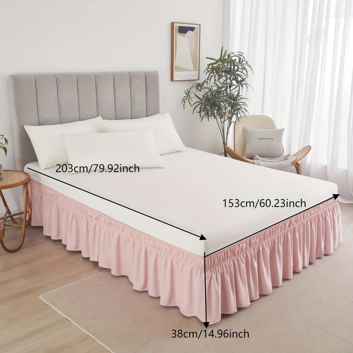Adjustable Ruffled Bed Skirt, Soft Polyester, Multiple Sizes
