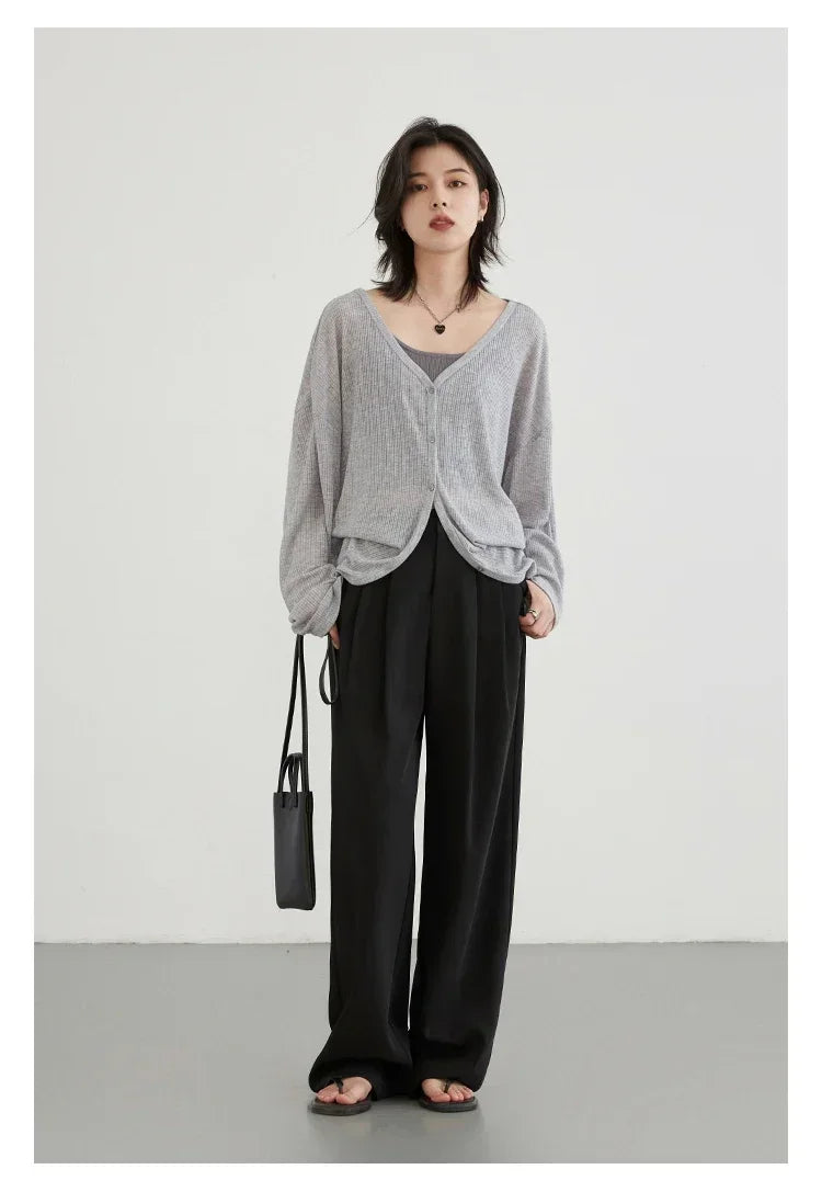 Lightweight V-Neck Button Cardigan — Sun Protection Knit | Women's Tops