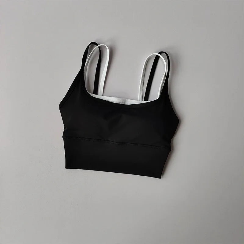 Women's Shockproof Gathering Sports Bra – Quick-Dry Suspender Vest | Yoga Fitness Running