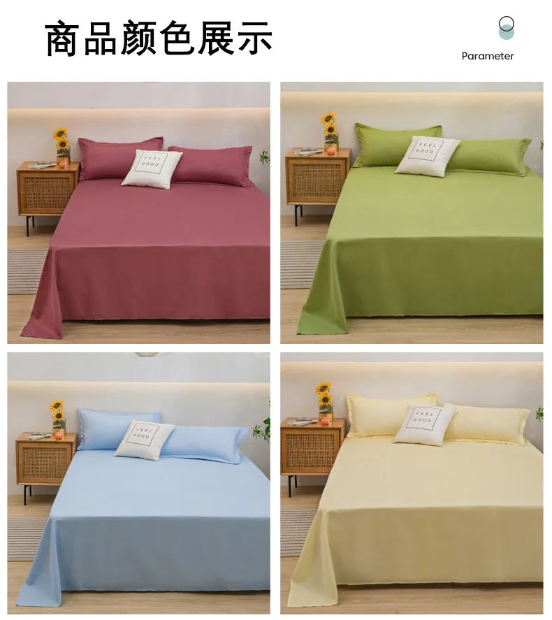 Soft Polyester Flat Bed Sheet, Solid Color Top Sheet