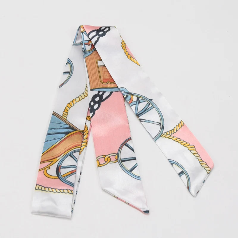 Skinny Scarf Hair Small Women Simple Style Handle Ribbon Fashion Printing Hairband Headscarf Beautiful Scarves Bags for Women