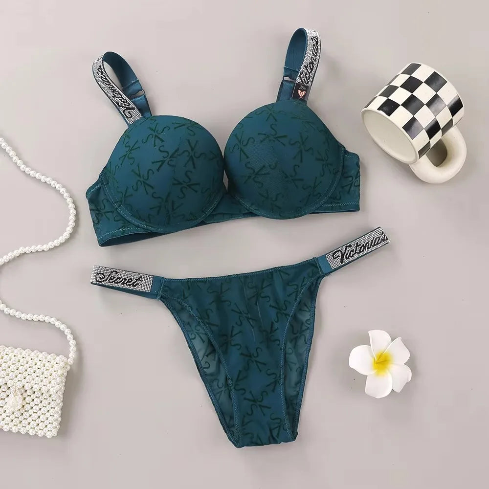 Women's Premium Padded Push-Up Bra & Panty Set – Sporty Adjustable Seamless Lingerie
