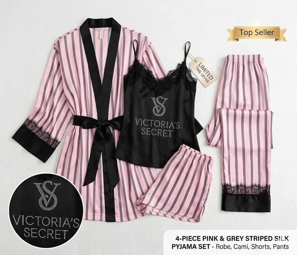 Women's Cotton Sleepwear & Lingerie Bundle Set – Pajamas, Chemise & Padded Bra Sets