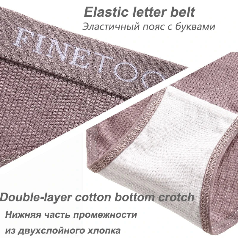 FINETOO 4PCS/Set Women's Cotton Panties Sexy Low Rise Briefs Letter Belt Underwear Female Underpants Intimates Lingerie M-2XL