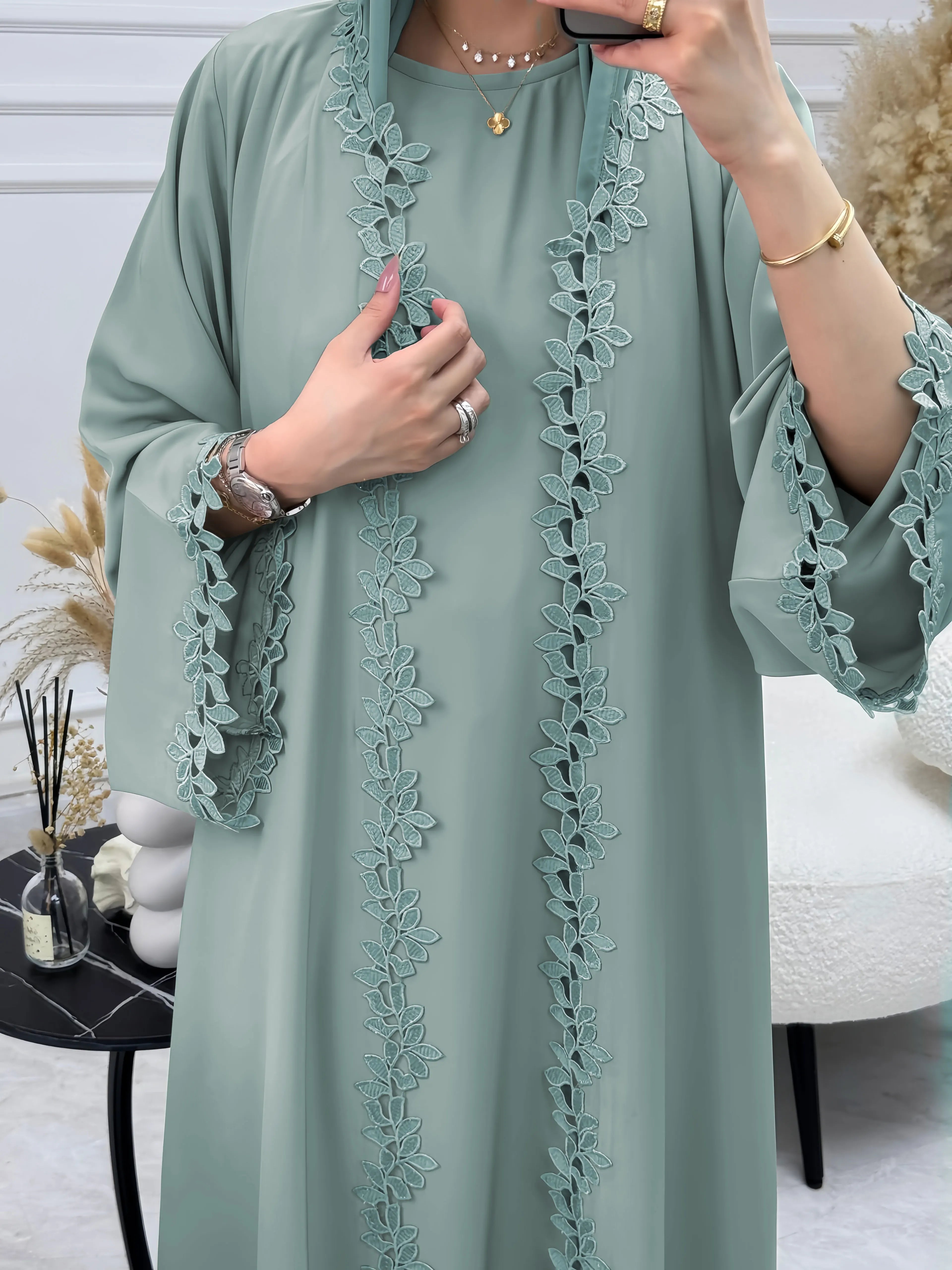 Women's Luxury Embroidered Abaya | Sequin & Bead Detail | Gulf Style