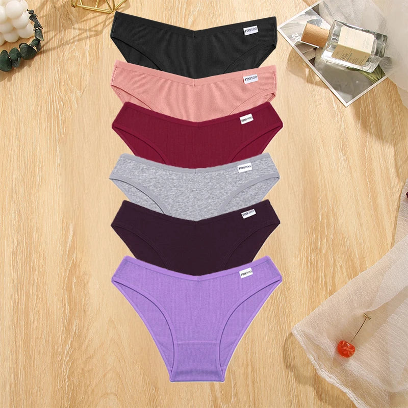 FINETOO 6Pcs/Set M-4XL Sexy Cotton Panties Female Underpants Sexy Panties for Women Briefs Underwear Plus Size Pantys Lingerie