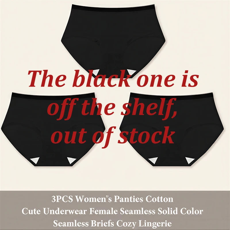 3-Pack Seamless Cotton Brief Panties – Soft Low-Rise Everyday Underwear for Women (S–XL, 8 Color Sets)
