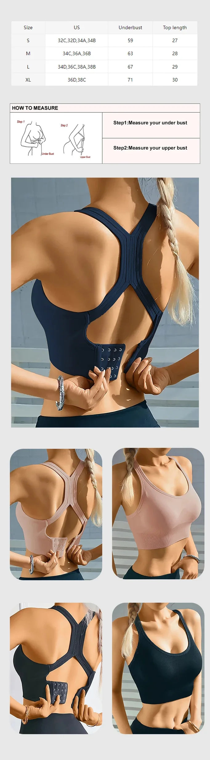 Women's Seamless Push-Up Yoga Tank Bra – Breathable Padded Full Cup | Wire-Free Sports Bra