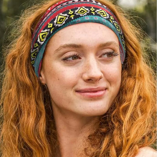 Boho Paisley Stretch Headbands – Criss Cross Knotted Hair Wrap for Women, 4-Pack