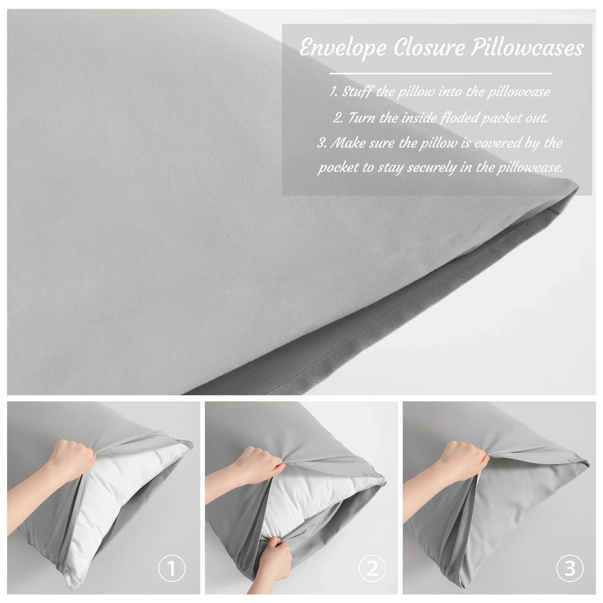 4-Pack Microfiber Pillowcases with Envelope Closure