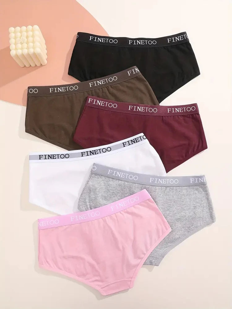 6-Pack Cotton Logo Waistband Bikini Briefs — Low-Rise Breathable Sport Panties
