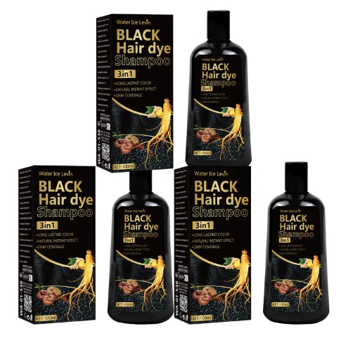 3-in-1 Black Hair Dye Shampoo with Ginger & Biotin – Long-Lasting Color, Gray Coverage & Hair Growth | 100g