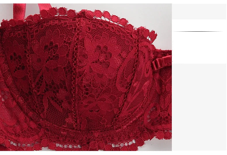 Floral Lace Bra, Panty & Garter 3-Piece Set – Push-Up, Underwire, Plus Size | Women's Lingerie