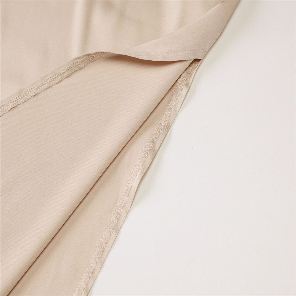 Satin Silky Spaghetti Strap Split Backless Summer Women Long Dress  Bodycon Evening Beach Party Dress