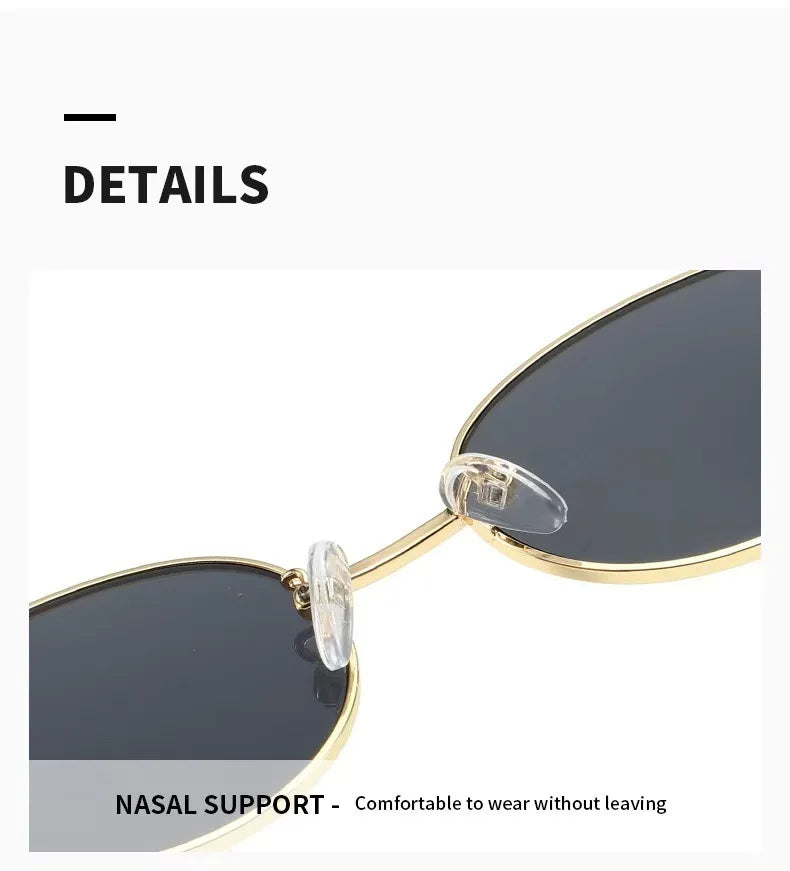 Oval Metal Myopia Sunglasses | Gold Black & Leopard